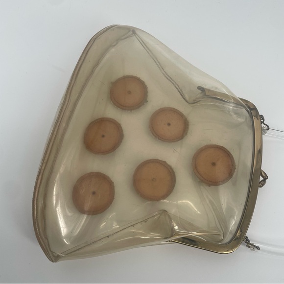 Vintage Lucite Handle Clear Plastic 40s/50s Handbag With Flowers & Beads - Picture 12 of 12